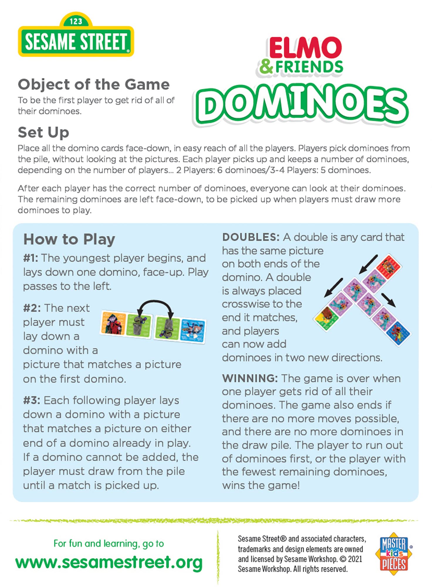 MasterPieces Kids Games - Sesame Street Picture Dominoes - Game for Kids and Family