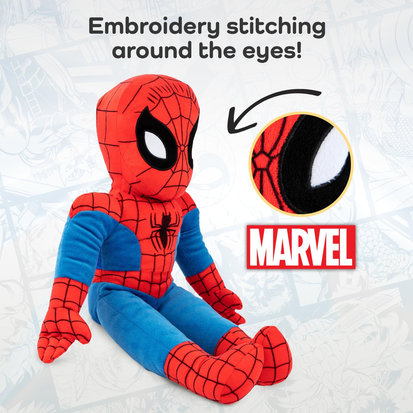 Jay Franco Marvel Super Hero Adventures Toddler Spiderman Plush Stuffed Pillow Buddy - Super Soft Polyester Microfiber, 20 inch (Official Marvel