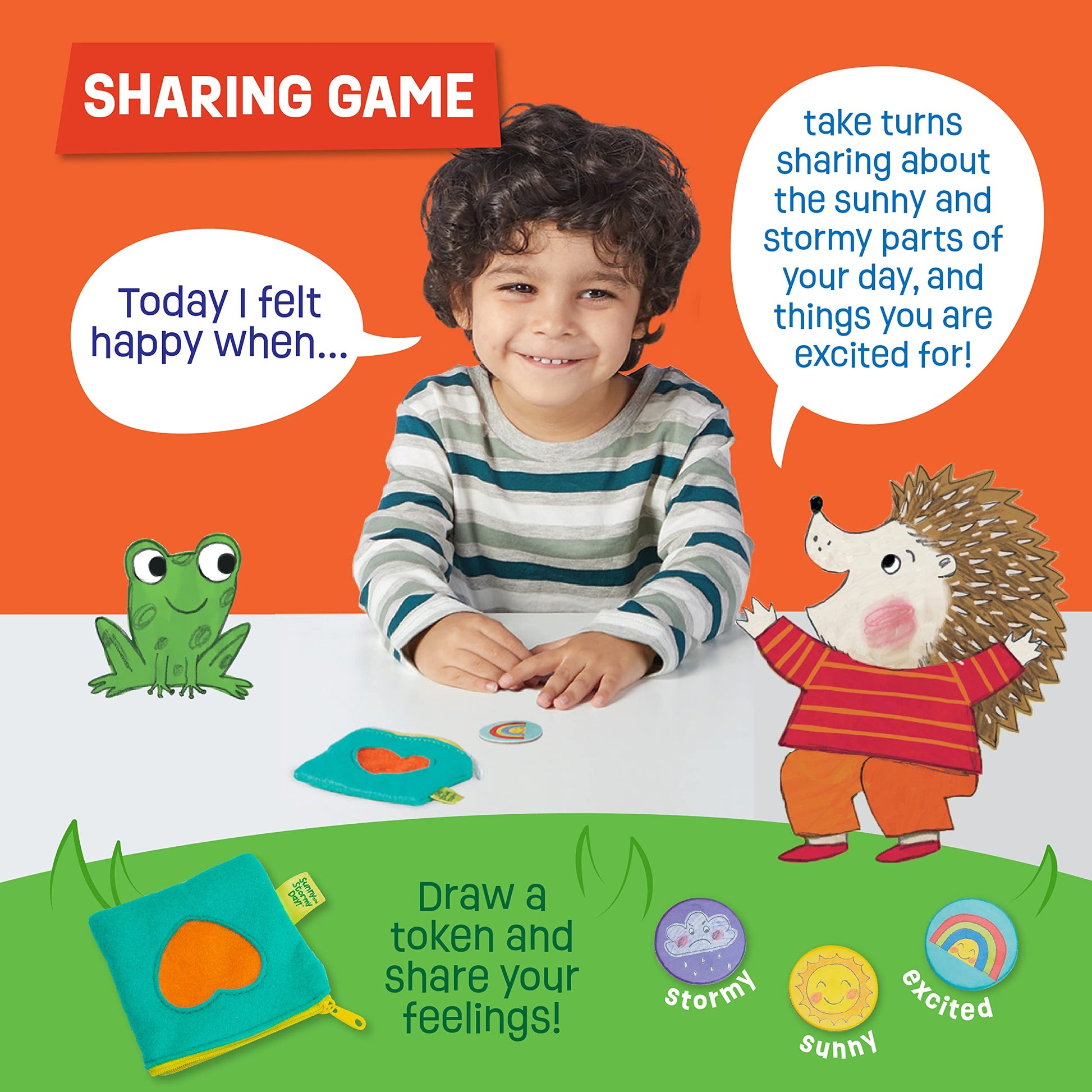 Peaceable Kingdom Sunny and Stormy Day Book and Game, Cooperative Sharing and Emotional Learning Activity, Social Skills Board Game for Kids Ages 3