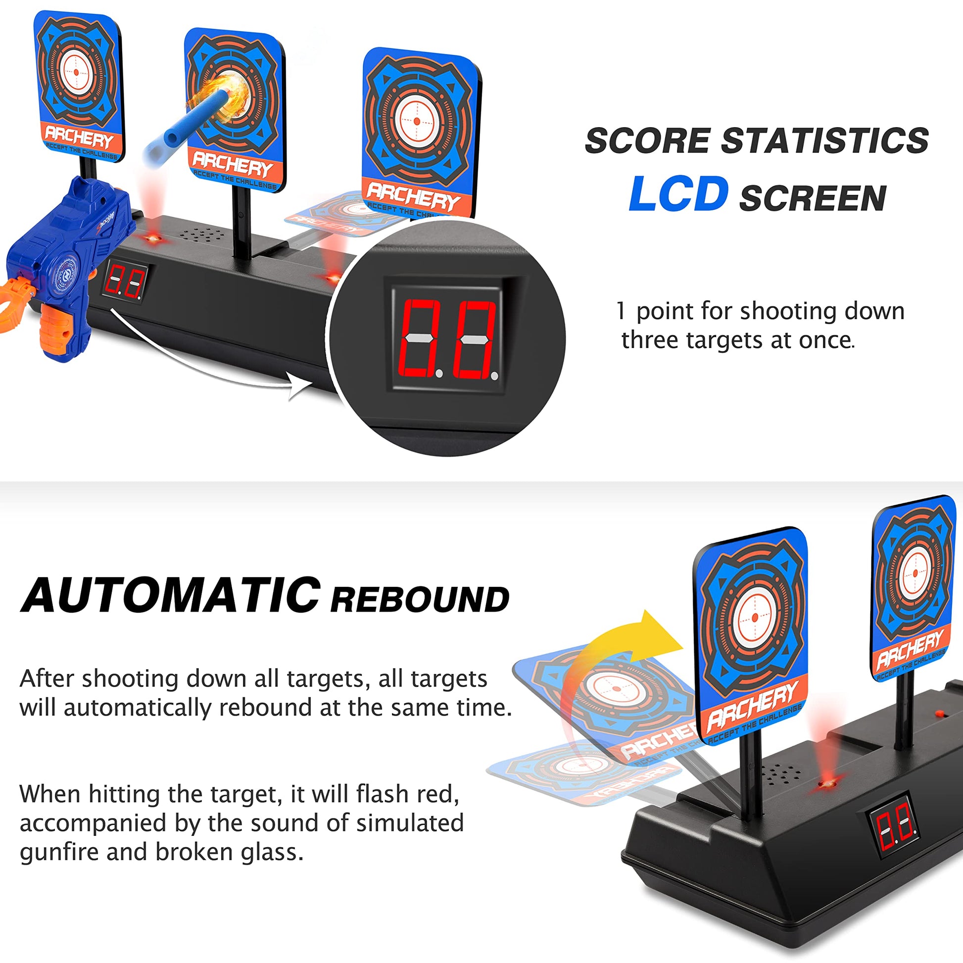 Digital Shooting Target for Nerf Guns, Shooting Toys for Boys