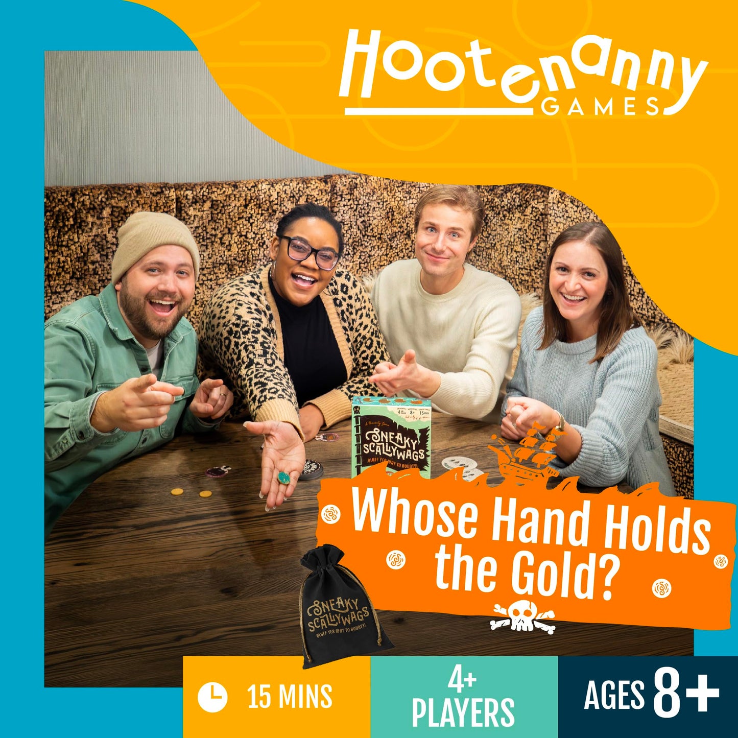 Hootenanny Games Sneaky Scallywags | Pirate Bluffing Game for Kids & Adults | Family Party Game | Perfect for Game Night | 4 or More Players, Ages 8+