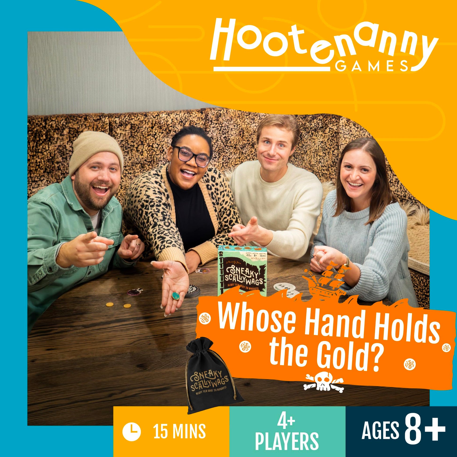 Hootenanny Games Sneaky Scallywags | Pirate Bluffing Game for Kids & Adults | Family Party Game | Perfect for Game Night | 4 or More Players, Ages 8+