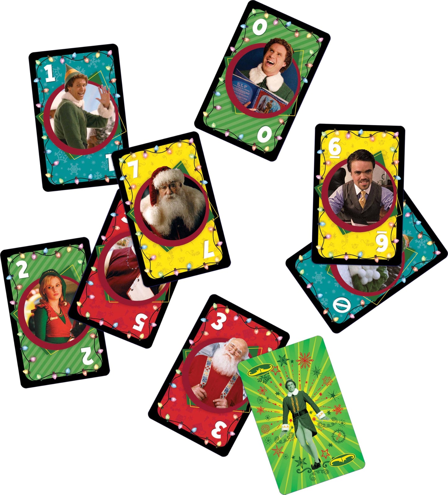 Mattel Games UNO Fandom Elf Card Game for Kids, Adults & Families, Deck Includes Collectible Foil with Images from the Movie