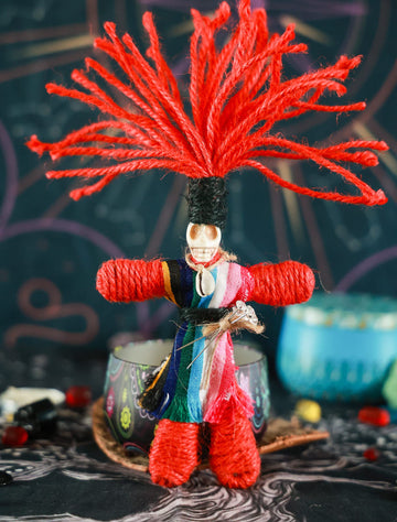 Nosadi Voodoo Doll Handmade Set Real Hemp Rope Wrapped Skull Horror Witches Poppet Gifts Doll for Halloween Birthday Christmas Party Gift Supplies