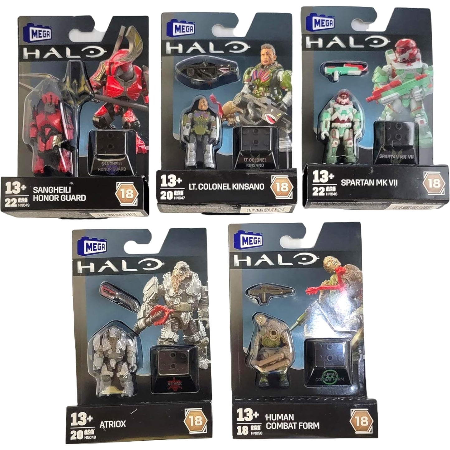 Mega Construx Halo Heroes Series 18 - Complete 5?Figure Buildable Action Figure Bundle | Sangheili Honor Guard, Atriox, Spartan MK VII & More | Ages