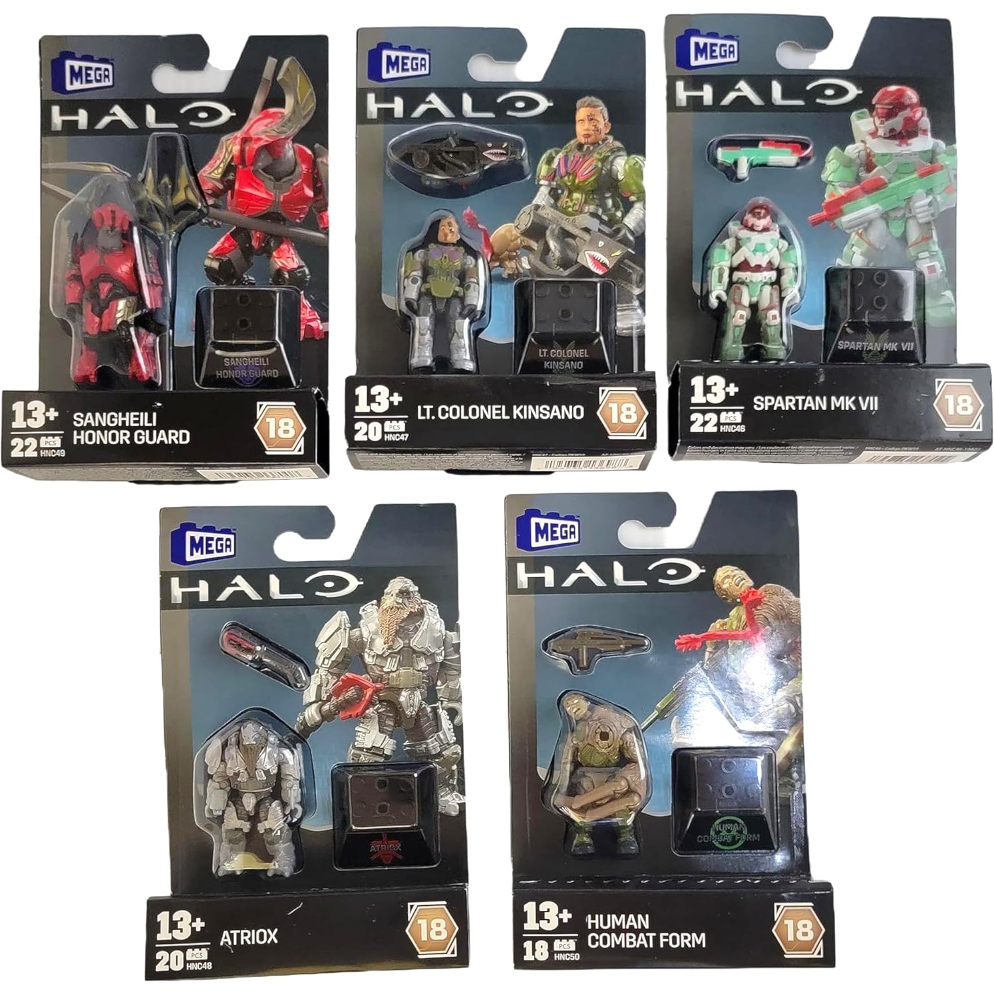 Mega Construx Halo Heroes Series 18 - Complete 5?Figure Buildable Action Figure Bundle | Sangheili Honor Guard, Atriox, Spartan MK VII & More | Ages