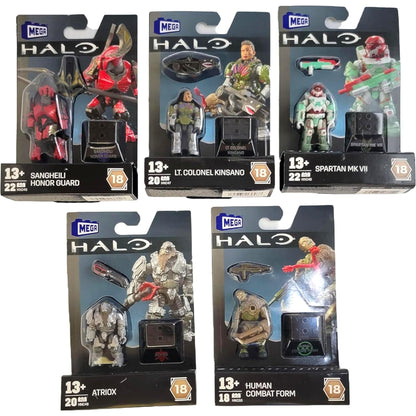 Mega Construx Halo Heroes Series 18 - Complete 5?Figure Buildable Action Figure Bundle | Sangheili Honor Guard, Atriox, Spartan MK VII & More | Ages