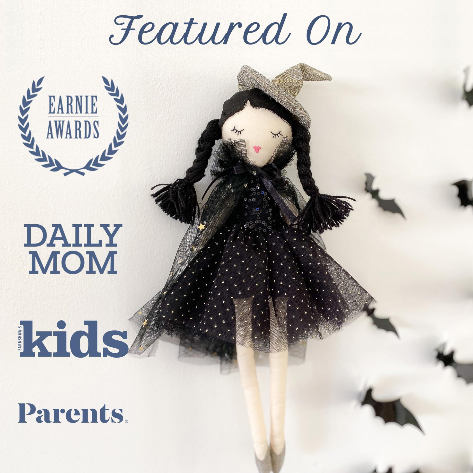 MON AMI Cassandra Witch Doll - 15” | Soft & Elegant Plush Doll for All Ages | Spooky, Cute Holiday & Halloween Decoration
