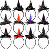 Blulu 12 Pieces Halloween Headbands Witch Hat Hairbands Bulk Witch Hair Hoops Halloween Hair Accessories for Women Cosplay Costume Supplies