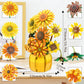Mavo brix Flowers Building Sets for Adults, Van Gogh Prints Art Botanical Collection, Sunflowers Pot Bouquet Plants Kits Compatible with Lego Flowers