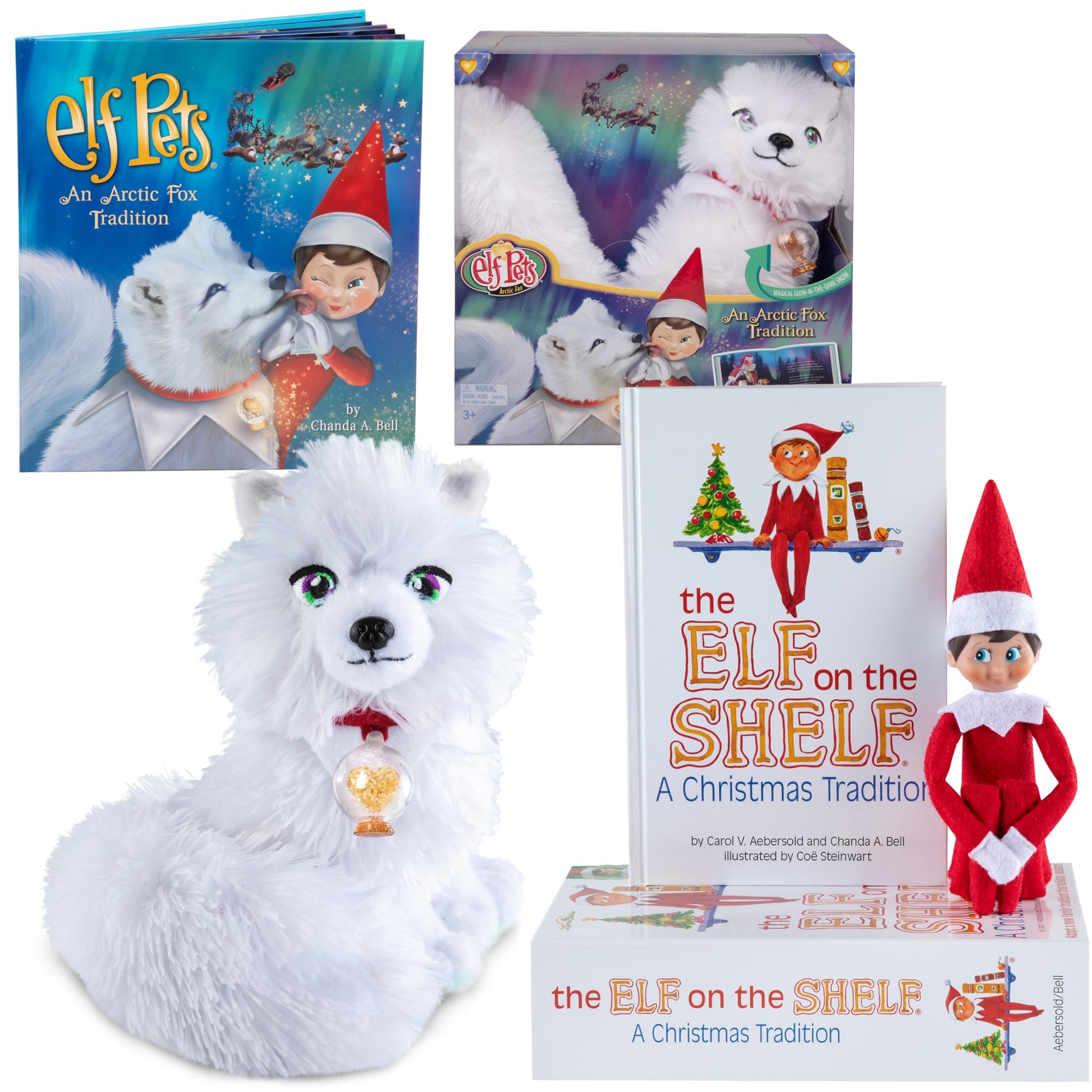 The Elf on the Shelf Boy and Arctic Fox Value Pack- Elf Blue Eyed Boy and Adoptable Pet - Each Includes Official Story Books and Accessories- Start