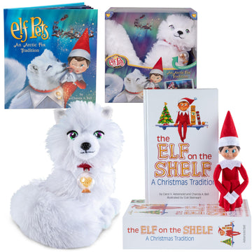 The Elf on the Shelf Boy and Arctic Fox Value Pack- Elf Blue Eyed Boy and Adoptable Pet - Each Includes Official Story Books and Accessories- Start
