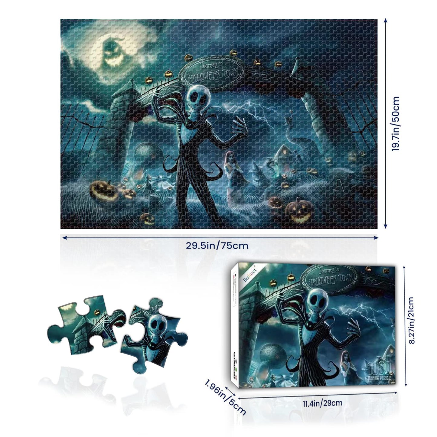 Buhoet Halloween Town 1000-Piece Wooden Jigsaw Puzzle