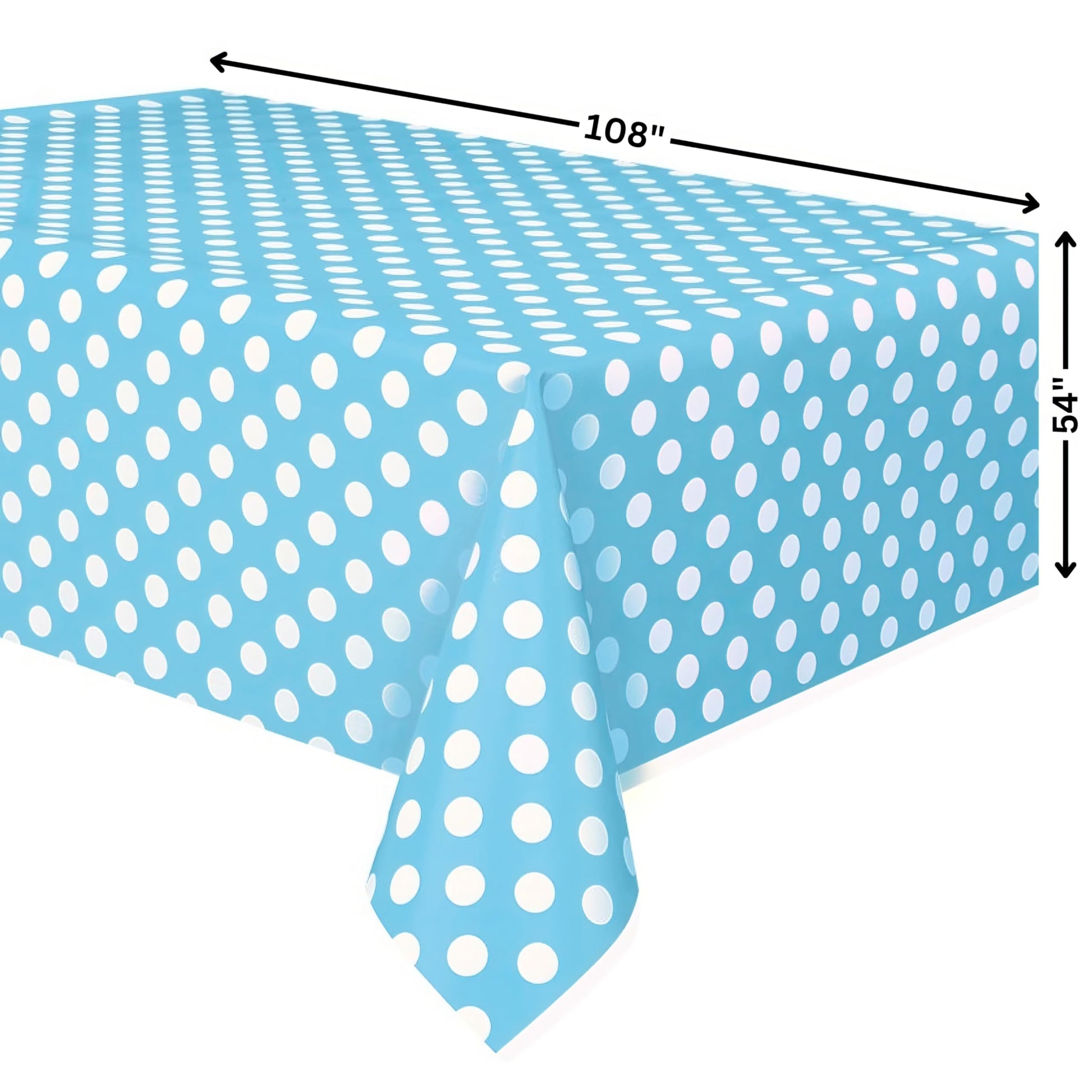 Powder Blue Dots Rectangular Plastic Table Cover (54" x 108") - 1 Pc - Perfect for Parties and Events - Instantly Elevate Your Table Setting!