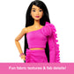 Barbie Deluxe Style Doll #2 in Barbiecore Outfit, Black Hair and Glittery Prosthetic Leg, Pink Top and Skirt Set with Rosette Detail and Accessories