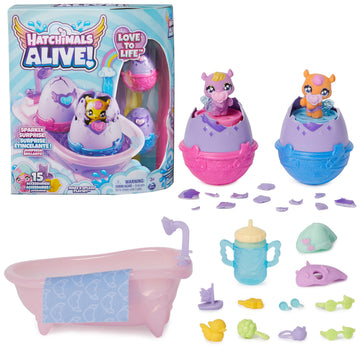 Hatchimals Alive Make a Splash Bathtub & 2 Water Reveal Eggs, Ages 3+
