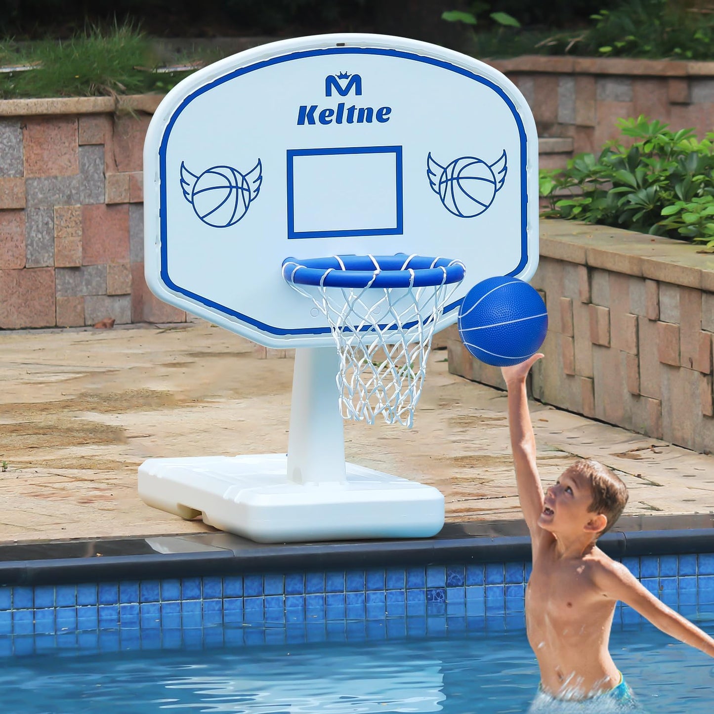 Pool Basketball Hoop, 34"x34"x42.2" Oversized Pool Toys with 2 Balls/Nets/Pump for Poolside Water Basketball Game, Pool Basketball Goal for Inround