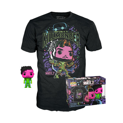 Funko Pop! & Tee: What If - Killmonger - Large - (L) - Anything Goes - T-Shirt - Clothes with Collectable Vinyl Figure - Gift Idea - Toys and Short