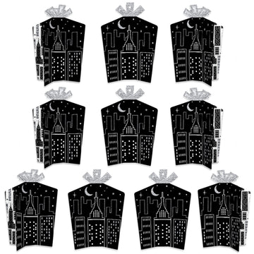 Big Dot of Happiness Nighttime City Skyline - Table Decorations - New York Party Fold and Flare Centerpieces - 10 Count