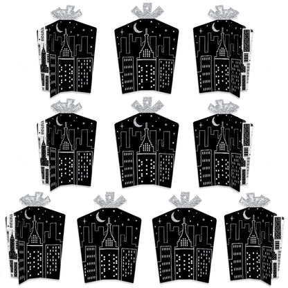 Big Dot of Happiness Nighttime City Skyline - Table Decorations - New York Party Fold and Flare Centerpieces - 10 Count