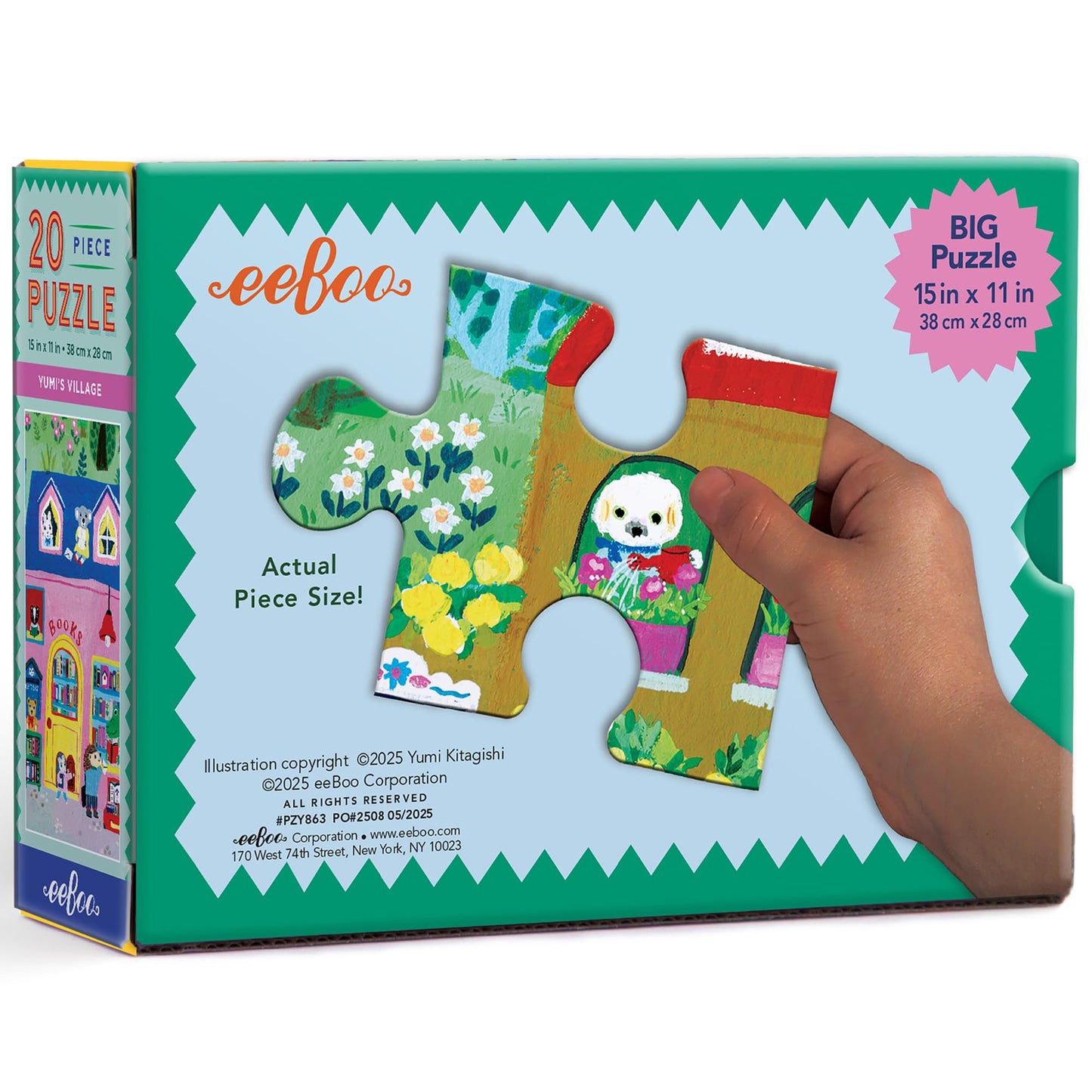 eeBoo Yumi's Village 20 Giant Piece Children's Puzzle, 15" x 11"