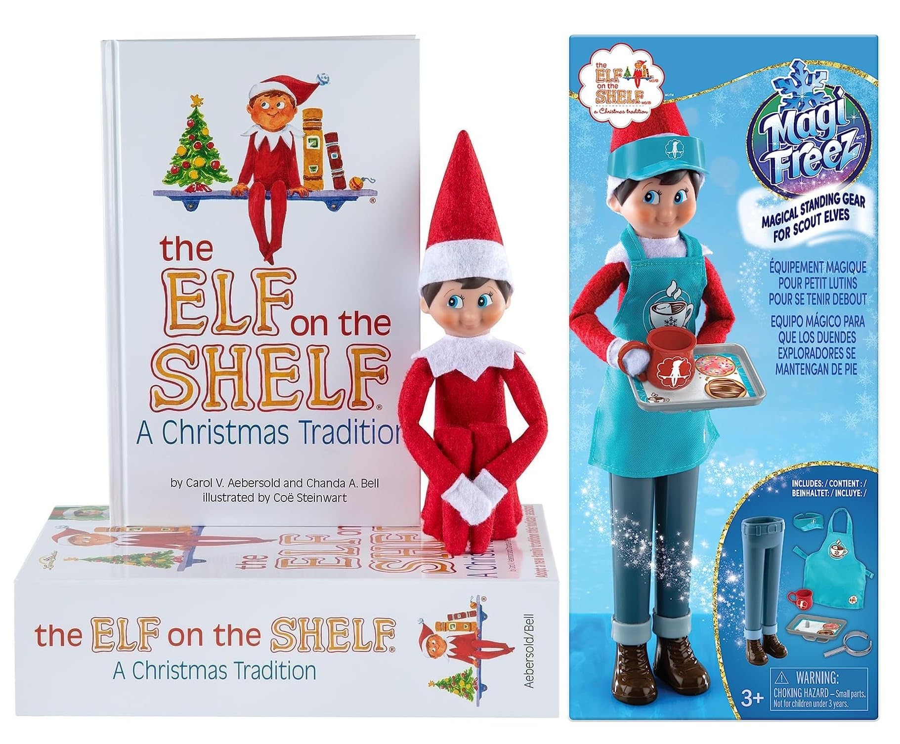 The Elf on the Shelf Christmas Tradition Box Set with Elf (Light Tone Boy), Story Book and MagiFreez Cocoa to Go Barista Accessory Set (Multi-Item