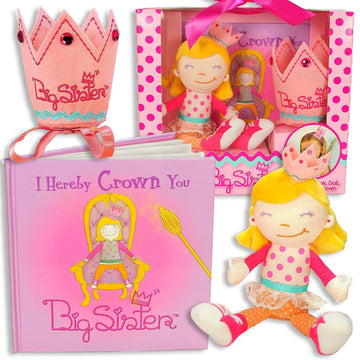 Tickle & Main Big Sister Gift Set - 3-Piece Kit, Multicolor - Includes I Hereby Crown You Storybook & 8-Inch Cloth Doll with Adjustable Felt Crown