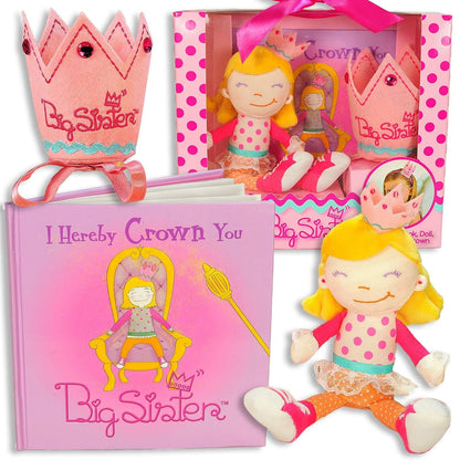 Tickle & Main Big Sister Gift Set - 3-Piece Kit, Multicolor - Includes I Hereby Crown You Storybook & 8-Inch Cloth Doll with Adjustable Felt Crown
