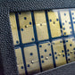 Bucher&Rossini Metal Surface Dominoes Set Double 6 for Adults and Kids - Classic 28Pieces Gold Metal Surface Domino's Game Set Idea Gift Present