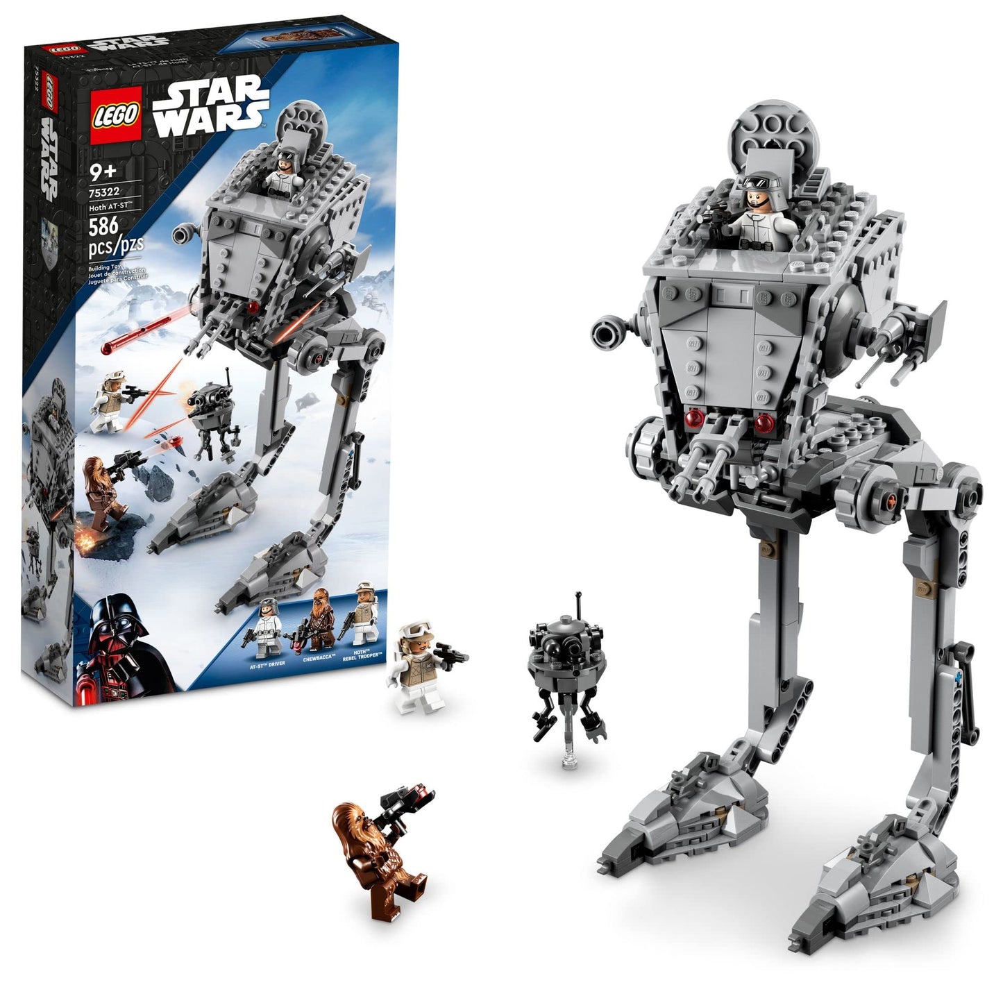 LEGO Star Wars Hoth at-ST Walker Building Toy for Kids with Chewbacca Minifigure and Droid Figure, The Empire Strikes Back Model, Star Wars Fan Gift