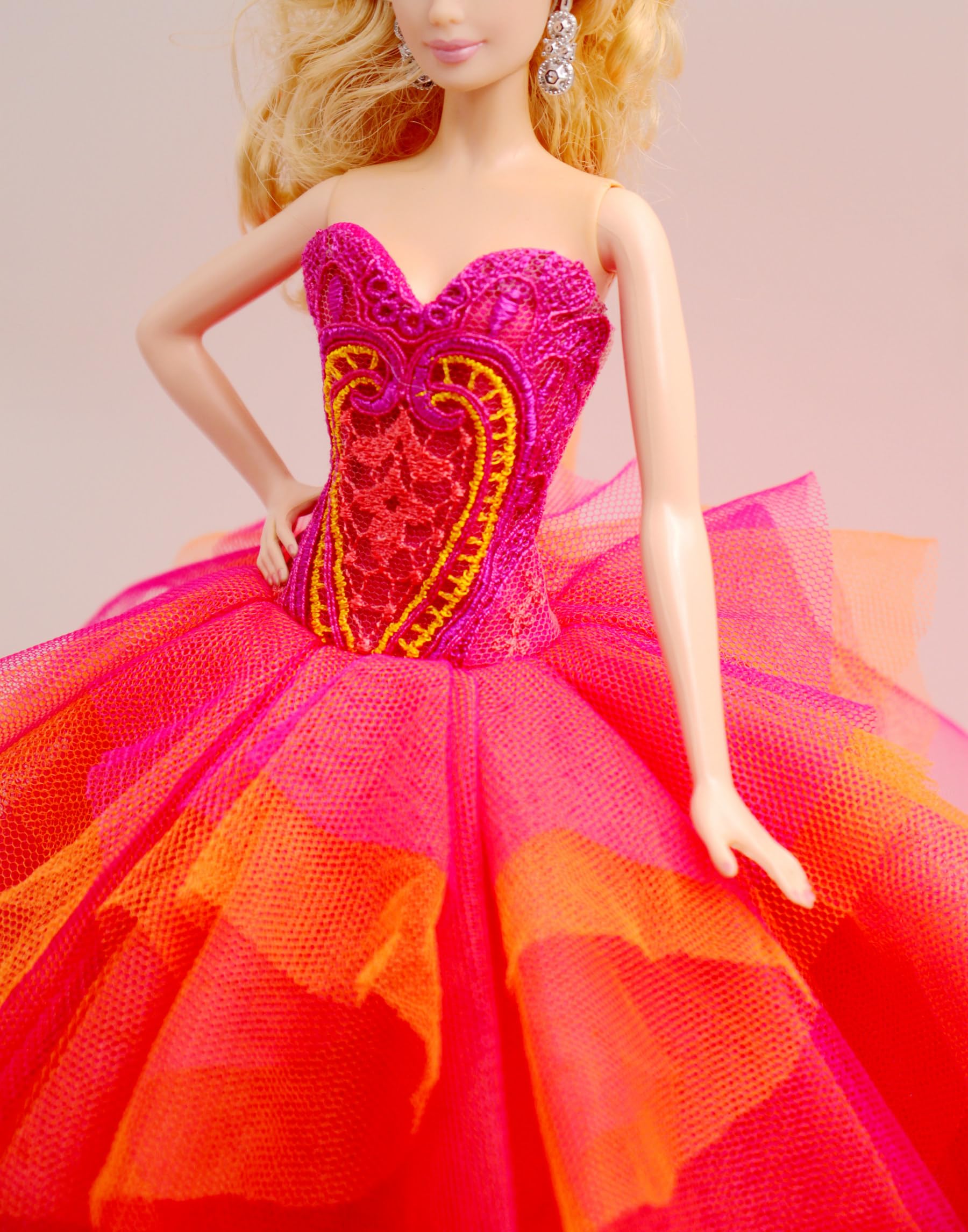 Cora Gu Handmade Orange Dress Fit 12 inch Doll and Doll Not Included
