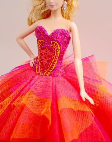 Cora Gu Handmade Orange Dress Fit 12 inch Doll and Doll Not Included