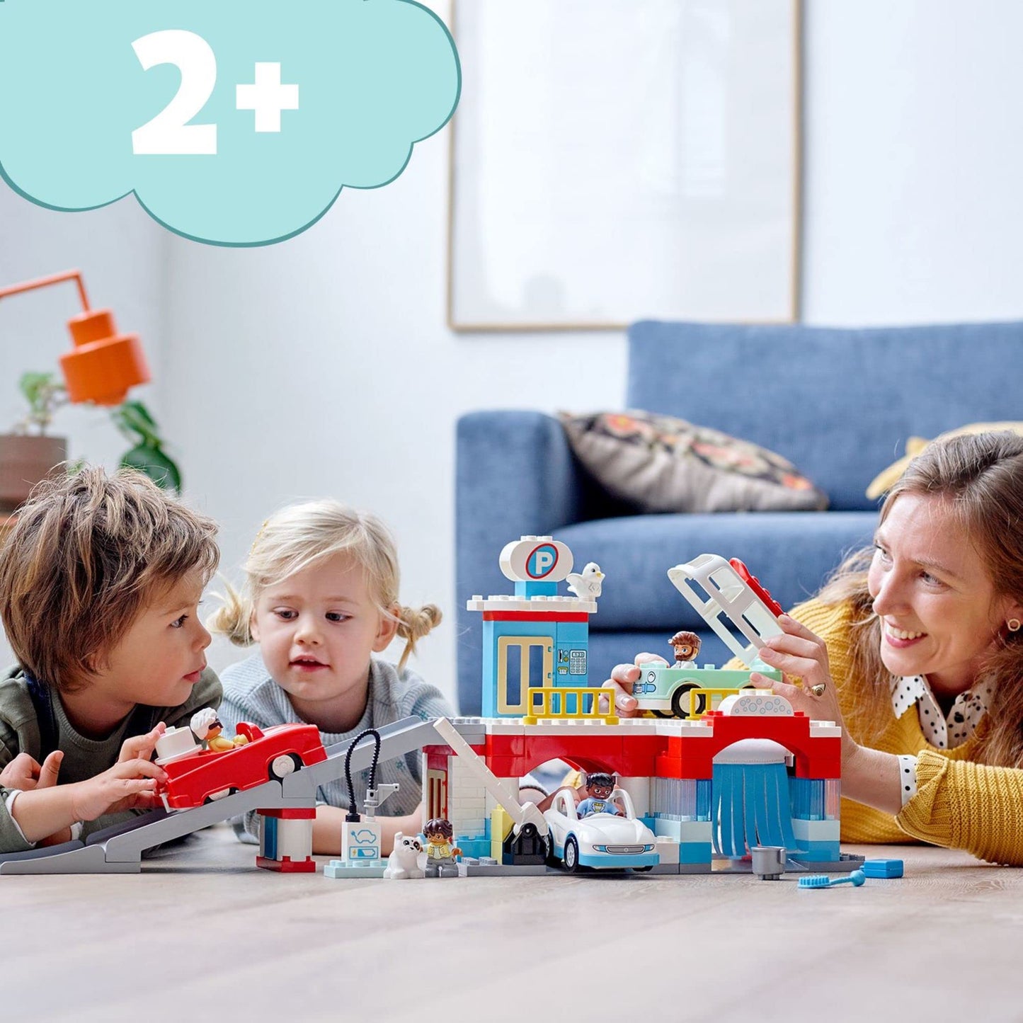 LEGO DUPLO Parking Garage and Car Wash Set 10948, Learning Toy for Toddlers with Garage, Gas Station & Toy Cars, Gifts for 2 Plus Year Old Boys &