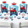 Big Dot of Happiness Railroad Party Crossing - Steam Train Birthday Party or Baby Shower Decor and Confetti - Terrific Table Centerpiece Kit - Set