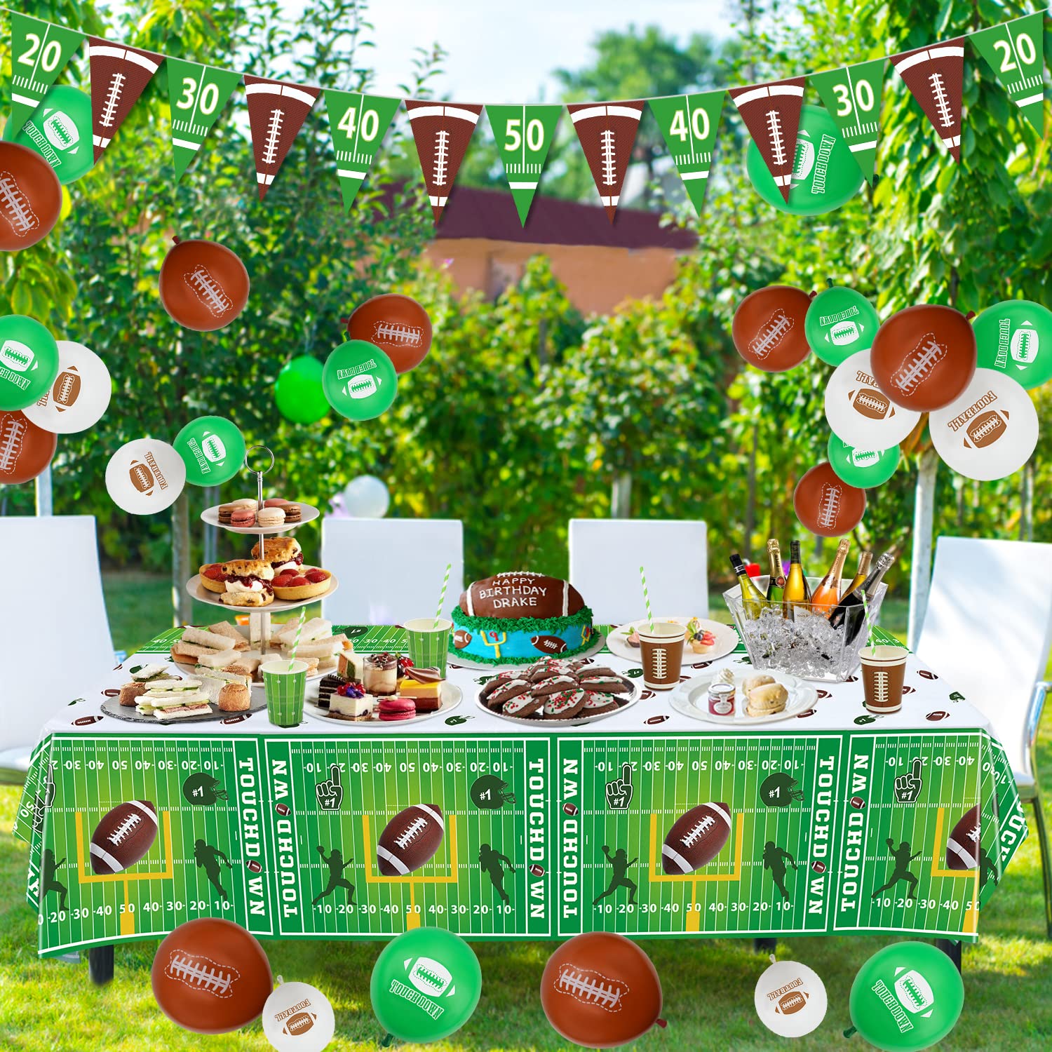 Dvaorc 4 Pack Football Table Covers - 51x86 Inch Football Tablecloths - Birthday Party Theme