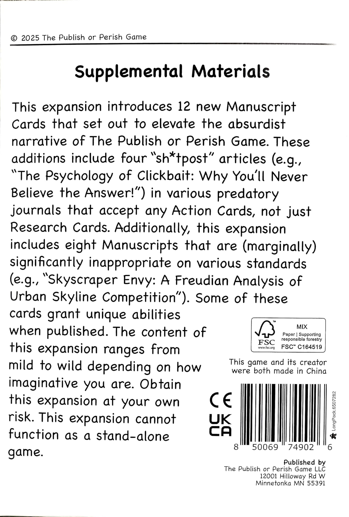 Academic Sh*tpost: A Publish or Perish Game Expansion