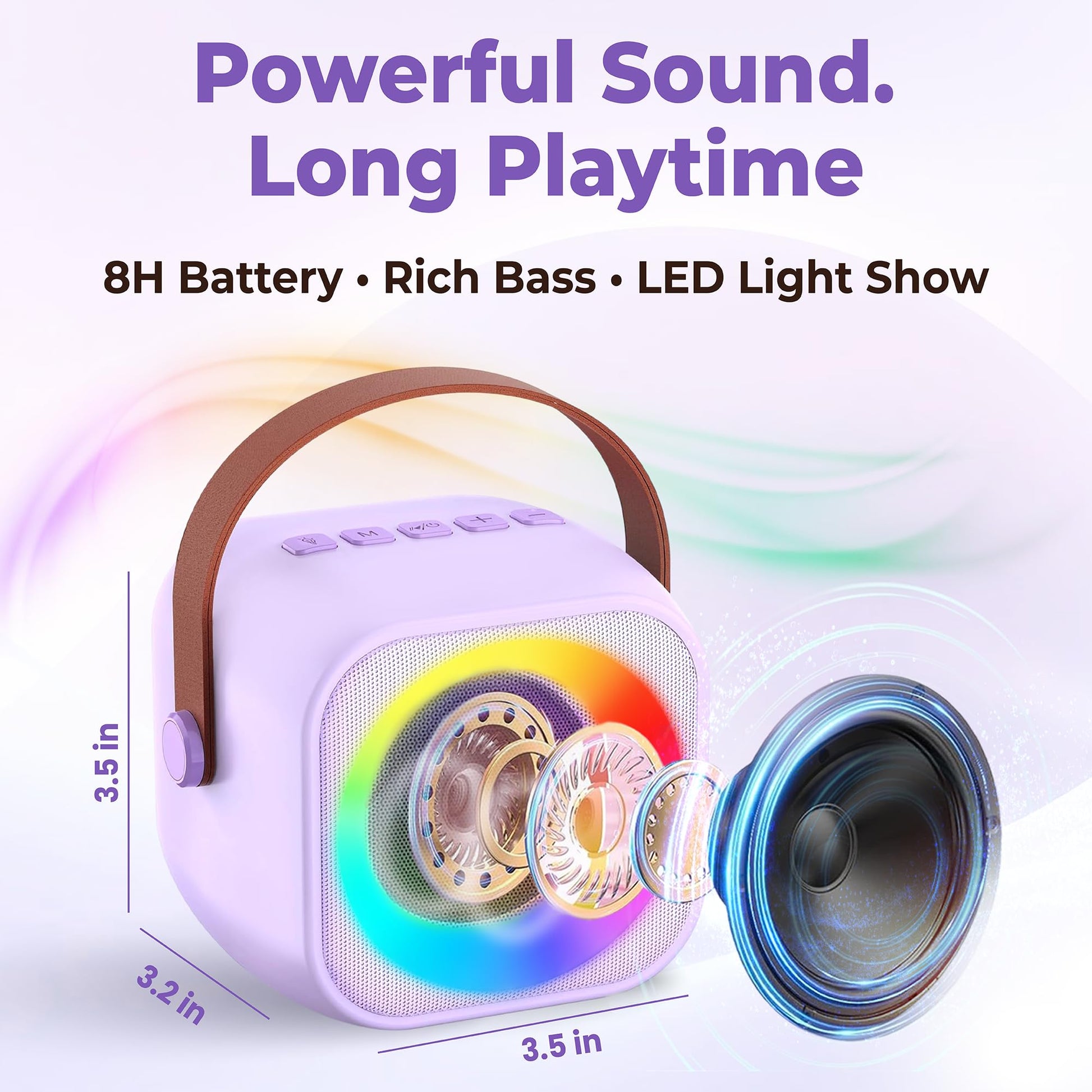 Two3Sevens Mini Karaoke Machine for Kids | Pre-Loaded 25 Kids Songs | Bluetooth Speaker, 2 Wireless Microphones | Ages 3, 4, 5, 6, 7+ Year Old
