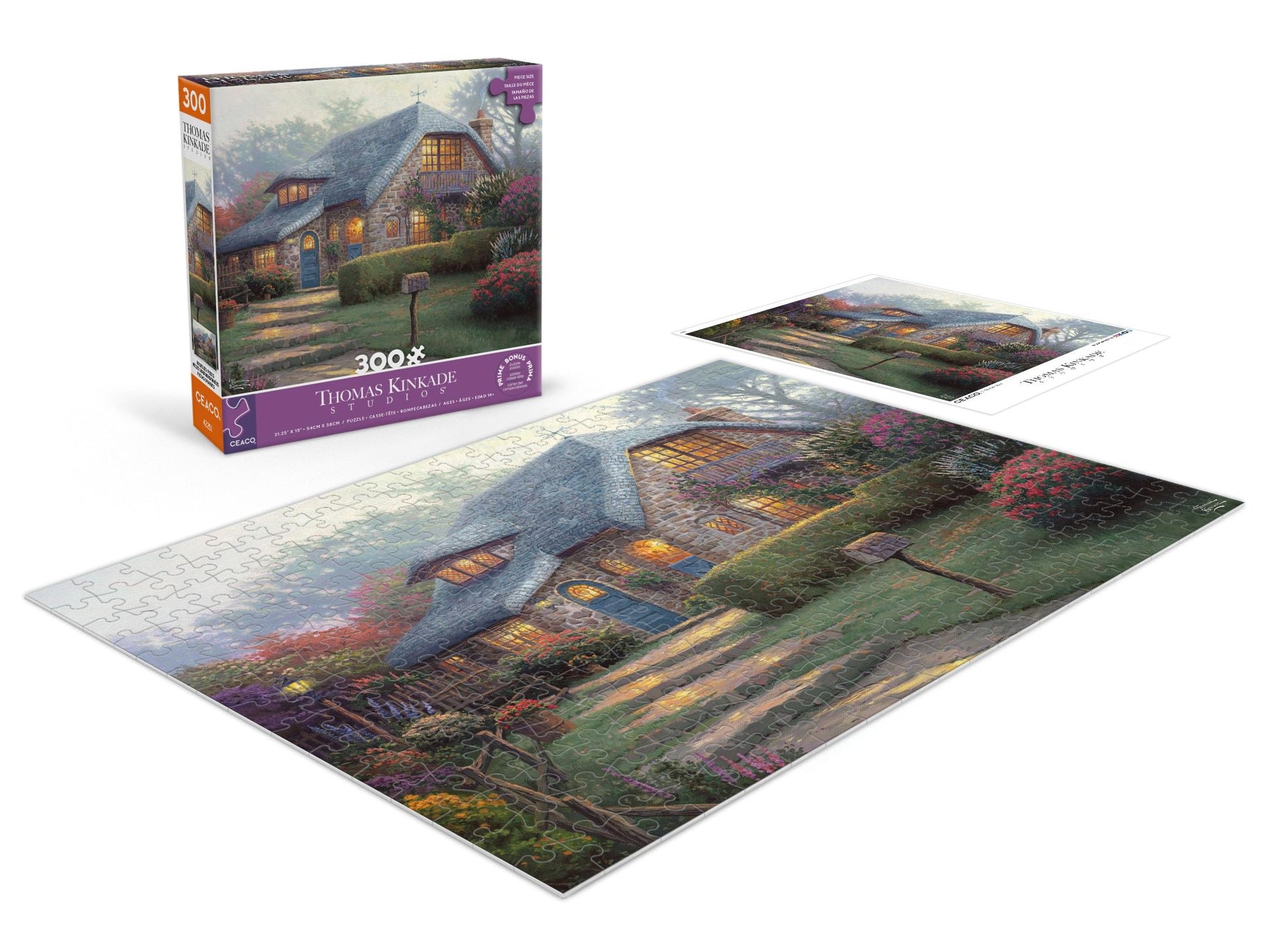 Ceaco - Thomas Kinkade - Lilac Cottage - 300 Large Piece Puzzle for Adults