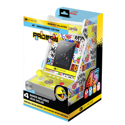 My Arcade Pac-Man Mighty Player: Retro Gaming, 11 inch Countertop Arcade, Illuminated Marquee, 4 Games in 1, Rechargeable Battery