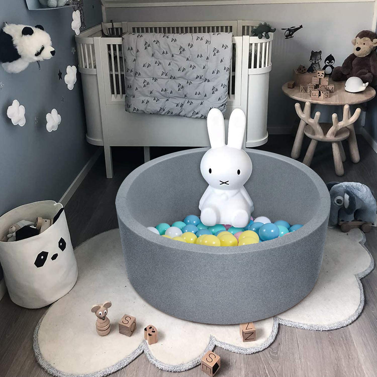 TRENDBOX Soft Foam Sponge Indoor Round Ball Pit,Ideal for Children - Dark Gray