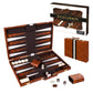 Premium Backgammon 18 Inches Large Brown - Backgammon Sets for Adults and Kids - Leatherette Back Gammon Board Game Set - Travel Backgammon Set Board