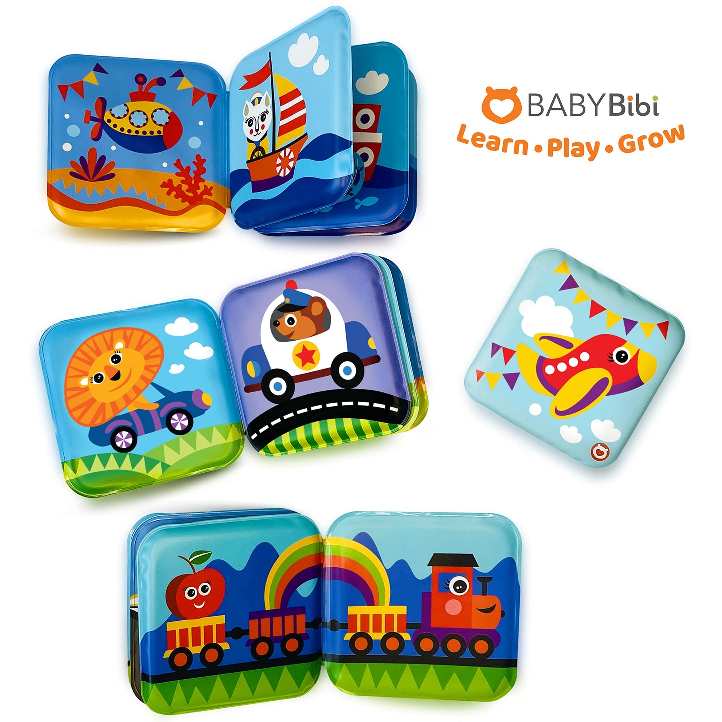 Floating Baby Bath Books - Transport Themed Bath Books for Babies, Infants - Waterproof, Mold-Free Bath Toys for Learning & Early Education
