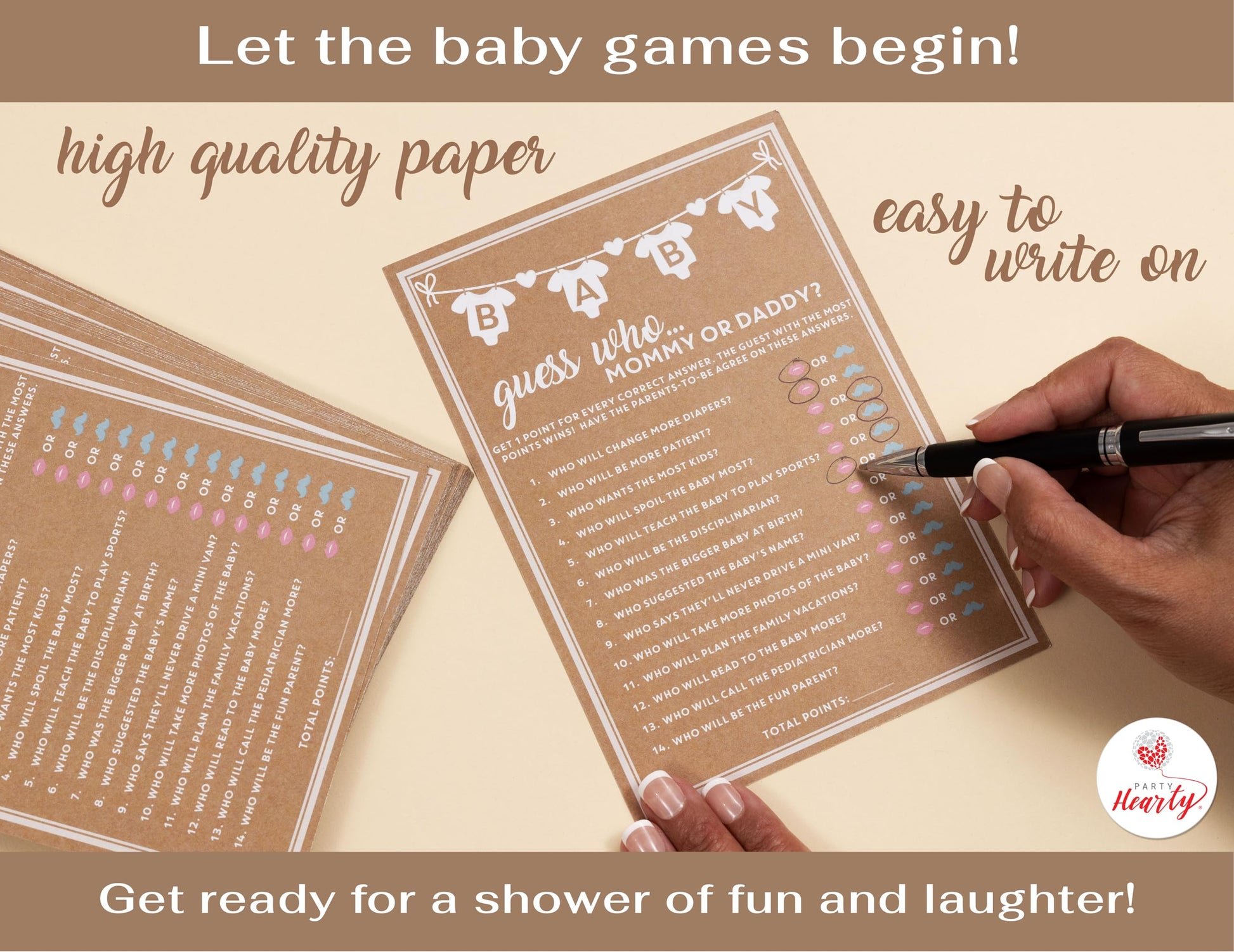 Party Hearty Baby Shower Games, Guess Who Mommy or Daddy - Kraft