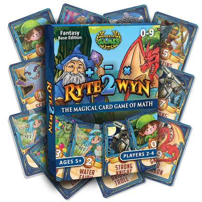 Wreathy Games Ryte2Wyn - The Magical Card Game of Math - Practice Every Addition, Subtraction and Multiplication Math Fact from 0-9 - Ages 5 & Up
