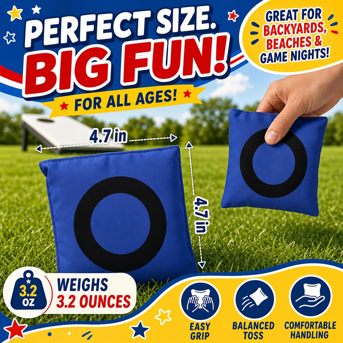 Bean Bags for Tossing Tic Tac Toe and Cornhole Toss Games