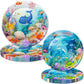 Letromp 80 Pcs Under The Sea Party Supplies Ocean Disposable Paper Plates Napkins Forks Dinnerware for Underwater World Sea Life Theme Baby Shower 1st
