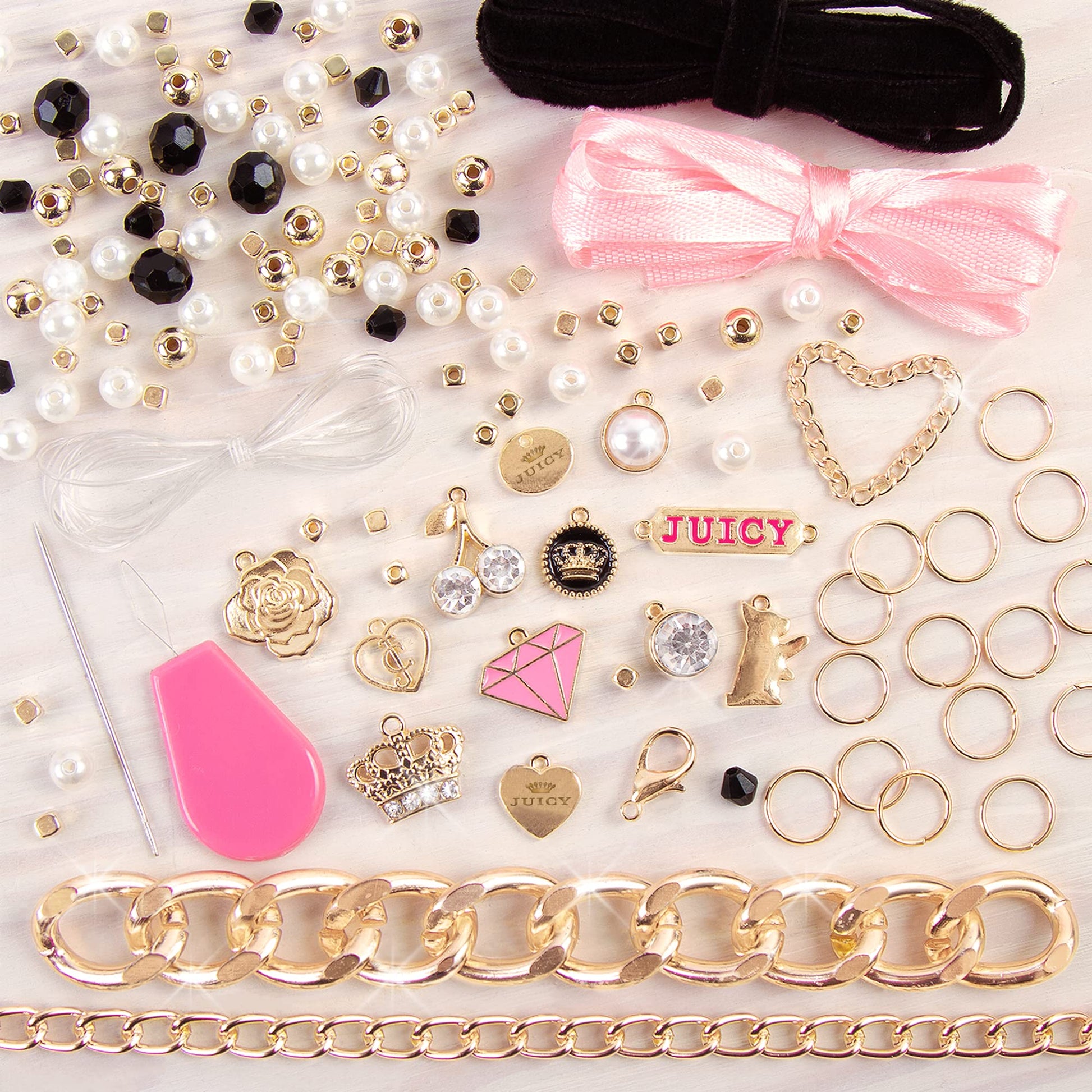 Make It Real: Juicy Coture Chains & Charms, DIY Bracelet Kit, Includes 12 Juicy Coture Charms, Makes Up to 5 Bracelets, Helps Young Girls Develop Fine