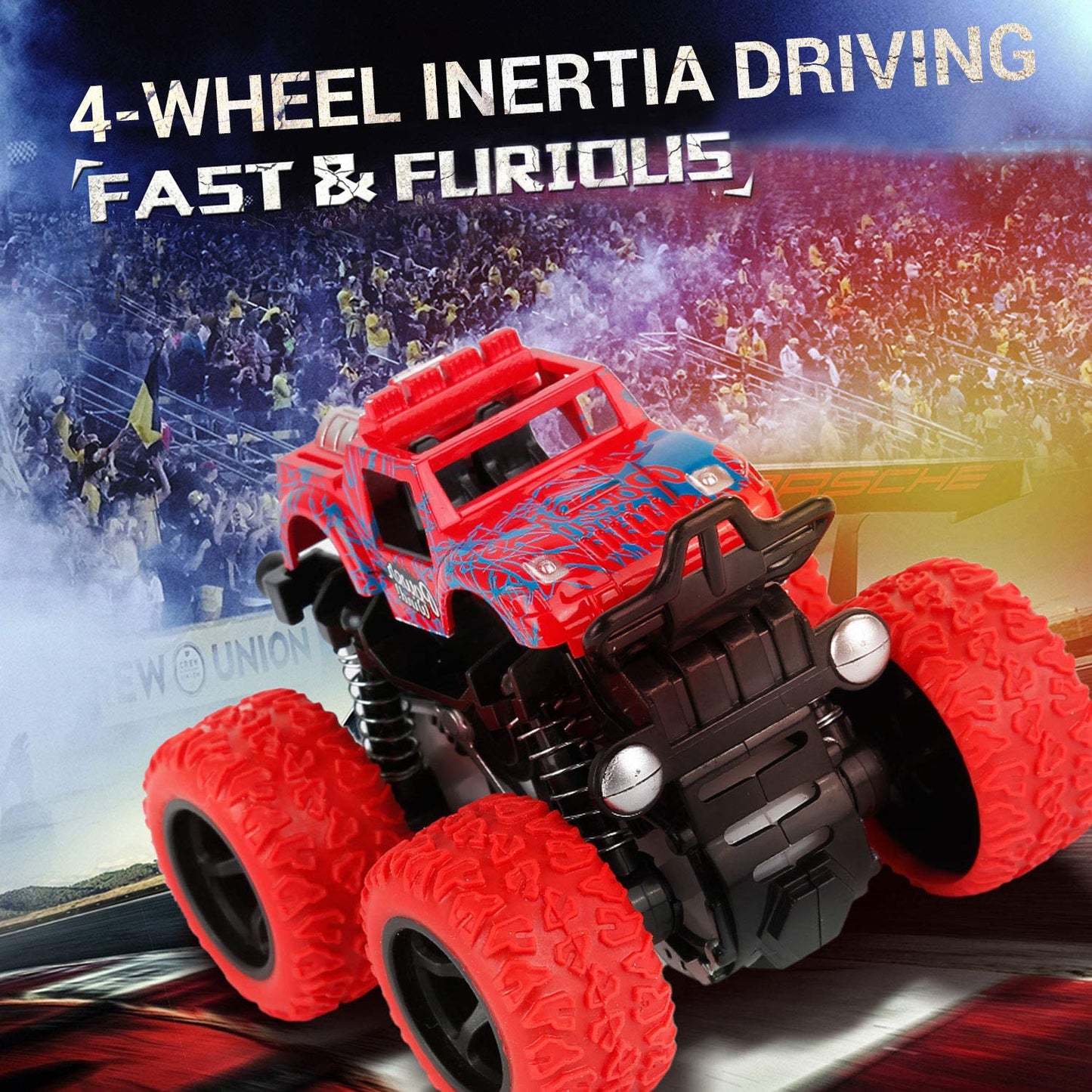 Monster Truck Toys - Friction Powered Toy Cars Push and Go Truck Toys for Toddlers Kids Age 2-4 3-5 4-7 Best Christmas Birthday Party Children's Day