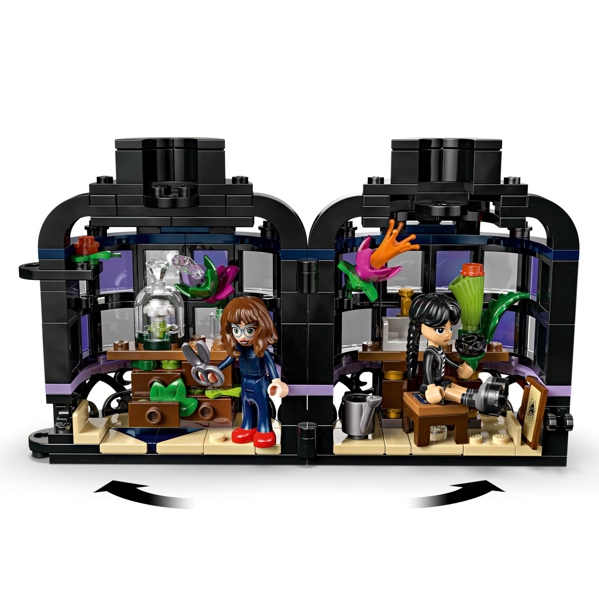 LEGO Wednesday Black Dahlia Flower Building Toy - Pretend Play Set for Girls & Boys, Ages 9+ - with Wednesday Addams & Professor Minidolls - Building