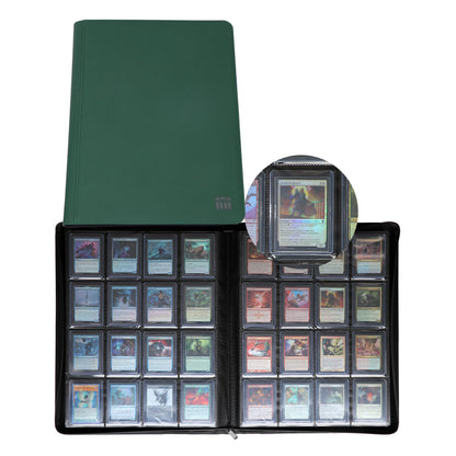Rieton 16 Pocket Top loader Binder, Holds 640 Top Loaders, Top loader Binder with Sleeves for 3'' x 4'' Top loaders - Green